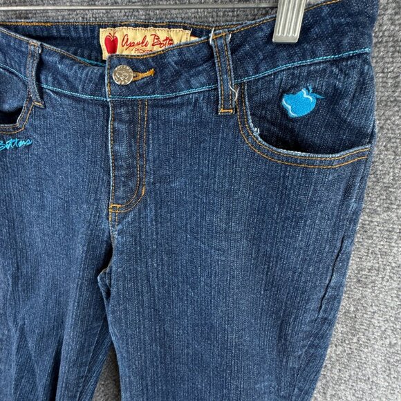 VTG APPLE BOTTOMS BLUE JEANS Women Size 7/8 Cotton Denim Stretch Embroidered - Picture 3 of 16